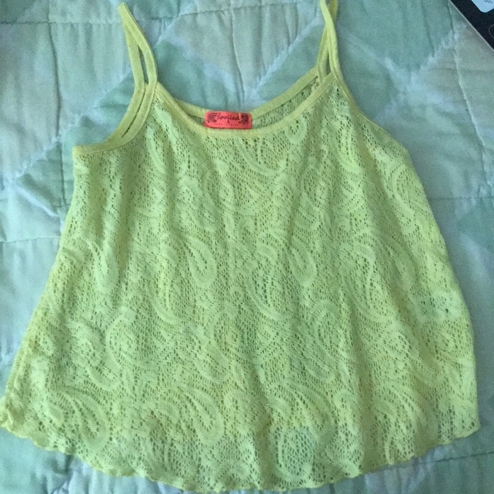 Lace pattern see through top shirt